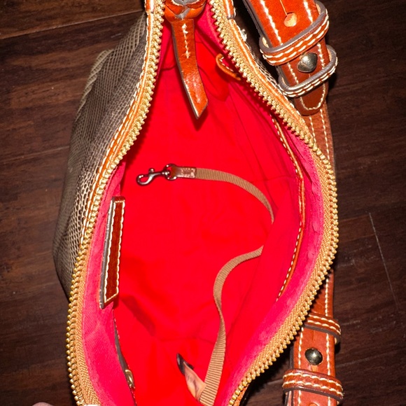 Dooney & Bourke Snake / Lizard Leather Embossed Hobo Bag Satchel Brown Gray - Picture 6 of 7